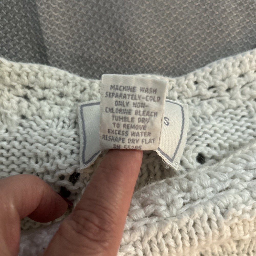 Express Tricot Handknit Crochet Boho Lace Cream‎ Ivory Pullover Sweater Small - Picture 5 of 6